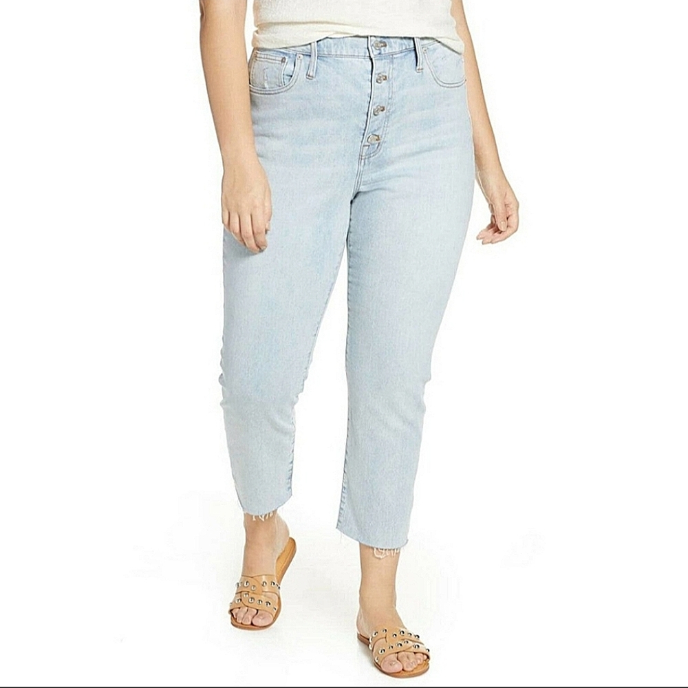 Madewell High Rise Slim Crop Boyjean Button Front Jeans Size 36